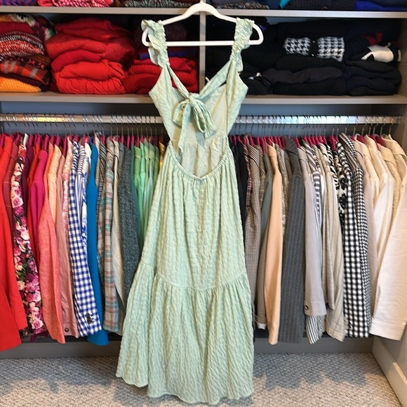 Unbranded sage backless sleeveless tie back midi dress size S - Picture 2 of 2